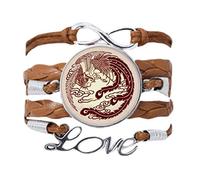 Portrait de Deux phénix Voler Animal la Corde tordue de Cuir Noir Bracelet Bracelet Love