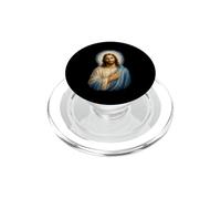 Portrait de dévotion Peint en Bleu et Blanc de Jésus-Christ PopSockets PopGrip pour MagSafe