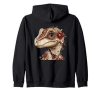 Portrait de Dinosaure Floral en Patchwork fantaisiste Sweat à Capuche
