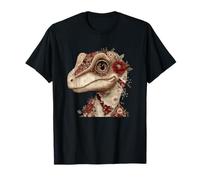 Portrait de Dinosaure Floral en Patchwork fantaisiste T-Shirt