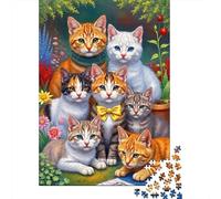 Portrait de Famille de Chat Mignon 1000 Pièces Carton Robuste Puzzle De Bricolage Collecteurs Défi du Jeu Éducatif Entraînement du Cerveau Belle Décoration 70x50cm/1000pcs