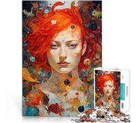 Portrait de Femme aux Cheveux Roux Puzzle 1000 pièces pour Adultes Analyse et logique Cadeau d'anniversaire, Cadeaux, décoration Murale 38x26cm