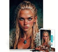 Portrait de Femme guerrière Puzzle de 1000 pièces Jeu de réflexion Découpe Experte Artisanat Fascinant Passe-Temps captivant pour Les Moments de détente (38x26cm)