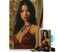 Portrait de Femme guerrière Puzzle de 1000 pièces pour Adolescents Jeu de Concentration mentale Découpe de précision Bords Lisses pour Les fêtes (38x26cm)