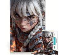 Portrait de Femme guerrière Puzzle de 1000 pièces pour Adultes Jeu de réflexion Amusant Technologie de découpe Laser avancée Défi divertissant pour Passer Le Temps (38x26cm)