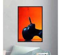 Portrait de femme noire, peinture sur toile représentant un cigare, affiches et impressions sur fond orange, décoration murale pour maisons modernes, 20 x 30 cm, sans cadre