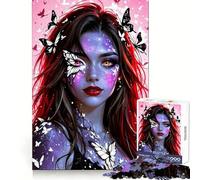 Portrait de Femme Papillon à la Peau Galactique Puzzle de 1000 pièces pour Adolescents Exercice Mental,Plaisir léger,découpe précise,Cadeau attentionné (50x75cm)