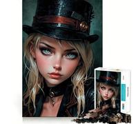 Portrait de Femme Steampunk, Puzzle de 1000 pièces pour Adultes, Jeu d'exercice Mental, Loisir Doux, Design à Assembler, Cadeau saisonnier 50x75cm