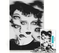 Portrait de Femme surréaliste Puzzle de 1000 pièces pour Adolescents Jeu de réflexion Stimulant Passe-Temps Calme Découpe précise Joli Cadeau 50x75cm