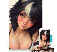 Portrait de Fille Anime Puzzle de 1000 pièces pour Adolescents Jeu Stimulant Le Cerveau Emboîtement précis sans espaces Activité relaxante en Groupe à l'intérieur (50x75cm)
