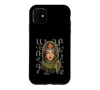 Portrait de Fille Taraz arménienne, Lettres de l'alphabet Art Populaire Coque pour iPhone 11
