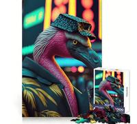 Portrait de Flamant Rose Puzzle de 1000 pièces pour Adolescents Puzzle Facile à Assembler et à découper pour Noël (38x52cm)