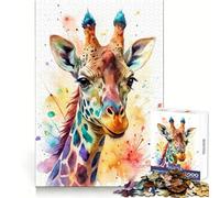 Portrait de Girafe à l'aquarelle pour Adultes Puzzle de 1000 pièces Idéal pour se concentrer, s'entraîner, se détendre et Offrir Un Cadeau mémorable (50x75cm)