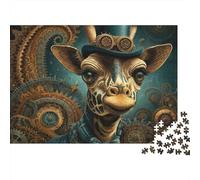 Portrait de Girafe Steampunk Puzzle 1000 Pièces Adulte Enfants Dès 14 Ans Fantaisie Papier Cadeau pour Hommes Jeu Éducatif Défi Qualité Supérieure Famille 52x38cm/1000pcs
