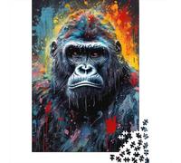 Portrait de Gorilla coloré 1000 Pièces Stock De Cartes Premium Puzzle Classique Adolescents Fans 12-18 Ans Entraînement du Cerveau Joyeux Cadeau Le 70x50cm/1000pcs