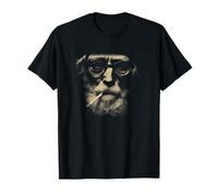 Portrait de Grunge Barbu avec Cigarette T-Shirt