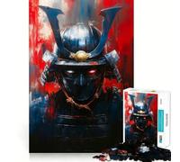 Portrait de Guerrier samouraï avec Accents Rouges Puzzle de 1000 pièces pour Adolescents Jeu intellectuel Temps en Famille Découpe de qualité Cadeau Unique (50x75cm)