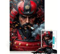 Portrait de Guerrier samouraï Puzzle 1000 pièces pour Adultes Cadeau logique Jeu de réflexion Découpe précise Cadeau élégant (50x75cm)
