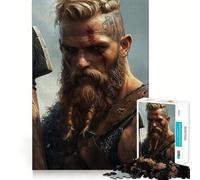 Portrait de Guerrier Viking Berserker Puzzle 1000 pièces pour Adultes Jeu de mémoire Amusant Découpe Nette Composants Robustes Cadeau Unique pour soulager Le Stress (38x26cm)