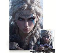 Portrait de guerrière Valkyrie Puzzle de 1000 pièces pour Adolescents Stratégie, réflexion, sérénité, évasion, découpe Nette, Cadeau de Noël (50x75cm)
