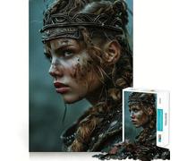Portrait de guerrière Viking Puzzle de 1000 pièces Jeu de réflexion Découpe Experte Artisanat Fascinant Passe-Temps captivant pour Les Moments de détente (38x52cm)