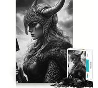 Portrait de guerrière Viking Puzzle de 1000 pièces pour Adultes Jeu de mémoire Emboîtement précis sans espaces Activité apaisante pour Une Pause mentale (38x52cm)