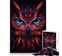 Portrait de Hibou aux Couleurs néon pour Adultes Puzzle de 1000 pièces Jeu de réflexion Stimulant et apaisant Pièce de Collection de qualité (38x26cm)
