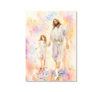 Portrait de Jésus à l'aquarelle, Dieu chrétien, poster sur toile, peinture murale pour salon, décoration d'intérieur (SKU28 x 35 cm), sans cadre)