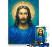 Portrait de Jésus-Christ avec auréole Puzzle de 1000 pièces pour Adolescents Stimule la mémoire Loisirs à la Maison Image à Assembler Joli Cadeau (50x75cm)