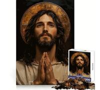 Portrait de Jésus-Christ en prière Puzzle de 1000 pièces pour Adultes Jeu de réflexion apaisant Cadeau Unique (50x75cm)