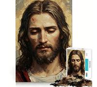 Portrait de Jésus-Christ, Peinture à l'huile, Puzzle de 1000 pièces pour Adolescents, Jeu de logique mentale, évasion apaisante, œuvre d'art à Collectionner (50x75cm)
