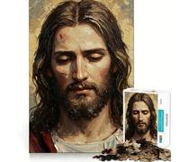 Portrait de Jésus-Christ, Peinture à l'huile, Puzzle de 1000 pièces pour Adultes, renforce la mémoire, Passe d'agréables Moments, Bords Nets, Cadeau Exquis (38x52cm)