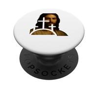 Portrait de Jésus dans la fenêtre à Trois Croix Art chrétien PopSockets PopGrip Adhésif
