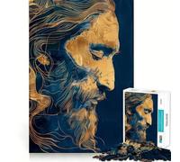 Portrait de Jésus Puzzle de 1000 pièces pour Adolescents Jeu de logique et de réflexion Découpe précise Cadeau de Noël (38x52cm)
