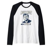 Portrait de John F Kennedy Ask Not sur l'histoire américaine Manche Raglan