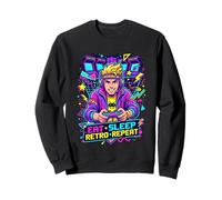 Portrait de Joueur d'arcade rétro des années 90 Eat Sleep Sweatshirt