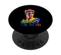 Portrait de Jules César avec Motif Tie Dye Veni Vidi Vici PopSockets PopGrip Adhésif