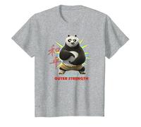 Portrait de Kung Fu Panda Po, Paix intérieure et Force T-Shirt, Enfant, Gris Chiné, 12 Ans