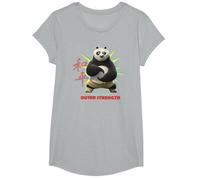 Portrait de Kung Fu Panda Po, Paix intérieure et Force T-Shirt, Fille, Gris Chiné, M