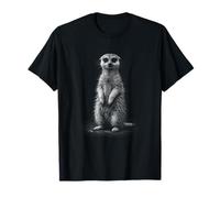 Portrait de la Faune de Suricate Debout en Noir et Blanc T-Shirt