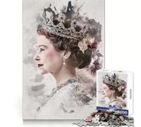 Portrait de la Reine Elizabeth II Puzzle de 1000 pièces pour Adultes Jeu de réflexion Découpe précise Pièce d'art de qualité (38x26cm)