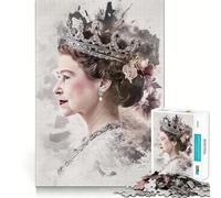 Portrait de la Reine Elizabeth II Puzzle de 1000 pièces pour Adultes Jeu de réflexion Découpe précise Pièce d'art de qualité (38x26cm)