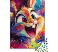 Portrait de Lapin Coloré Puzzle 1000 Pièces Papier pour Adultes Art Abstrait Jeu de Puzzle 1000 Pièces Décoration Maison Cadeau 70x50cm/1000pcs