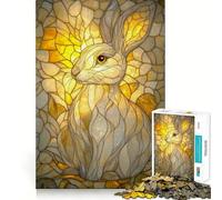 Portrait de Lapin en vitrail, Puzzle de 1000 pièces pour Adultes, Jeu de logique et de complicité, Finition Premium, Cadeau de qualité 38x52cm