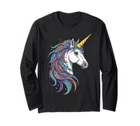 Portrait de licorne - Style dessin animé aux couleurs vives 2 - Fan Fun Manche Longue