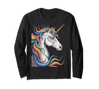 Portrait de licorne - Style dessin animé aux couleurs vives 4 - Fan Fun Manche Longue