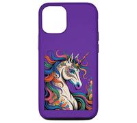 Portrait de licorne - Style dessin animé aux couleurs vives 5 - Amusant pour les fans Coque pour iPhone 12/12 Pro