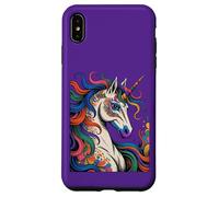Portrait de licorne - Style dessin animé aux couleurs vives 5 - Amusant pour les fans Coque pour iPhone XS Max