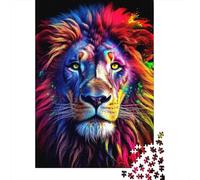 Portrait de Lion Arc-en-Ciel 1000 Pièce Carton Épais Jeu De Puzzle Senior Jigsaw Enthusiastes Soulagement du Stress 38x26cm/1000pcs