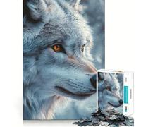 Portrait de Loup au Regard Intense Puzzle Adulte 1000 pièces Jeu de Stimulation Cognitive Emboîtement précis sans espaces Activité apaisante pour se détendre (38x52cm)